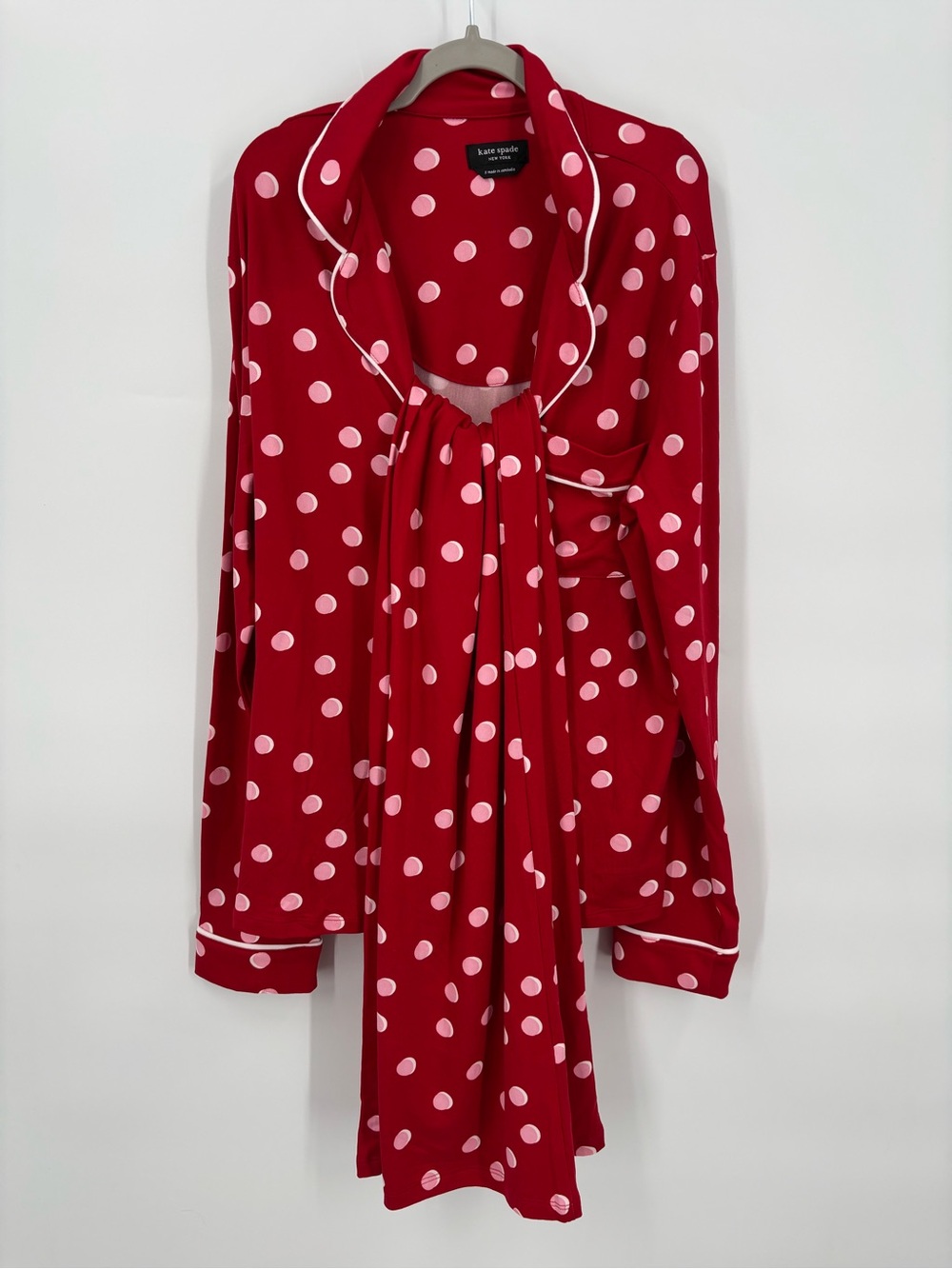 Kate Spade red/pink polka dot long sleeve pajama set
